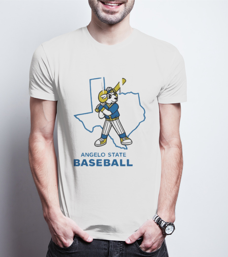 Texas Outline Angelo State Baseball Batter T-Shirt