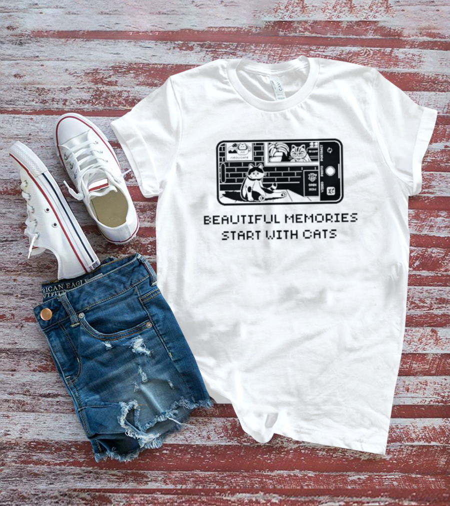 Beautiful Memories Start With Cats In Camera Frame T-Shirt