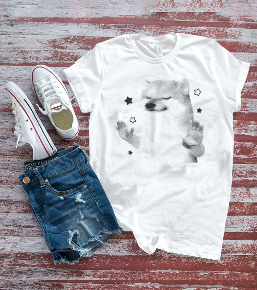 Dog Hold Up Stop Hands Funny Starry Paws T-Shirt