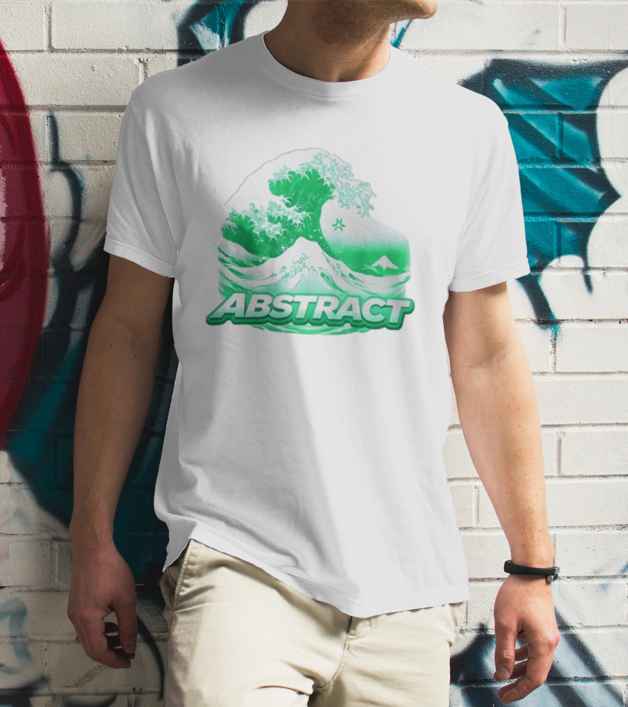 Abstract Green Wave Japanese Art Style Ocean Scene T-Shirt