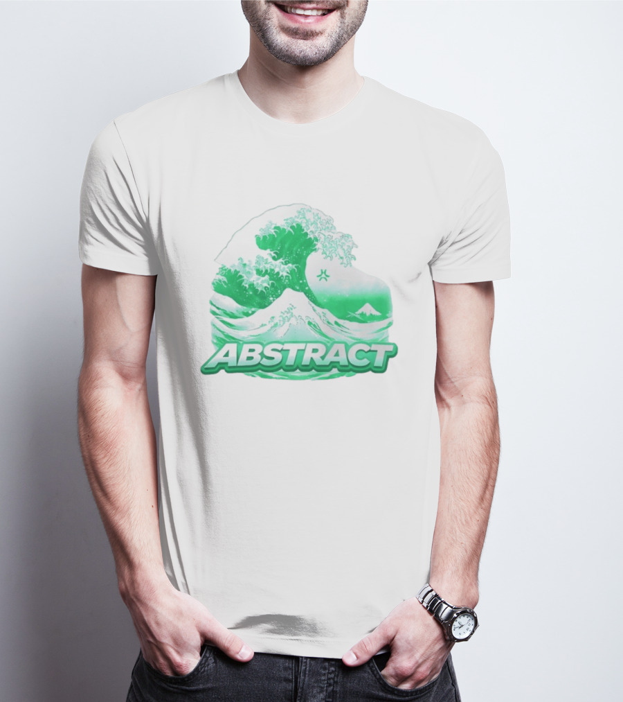 Abstract Green Wave Japanese Art Style Ocean Scene T-Shirt