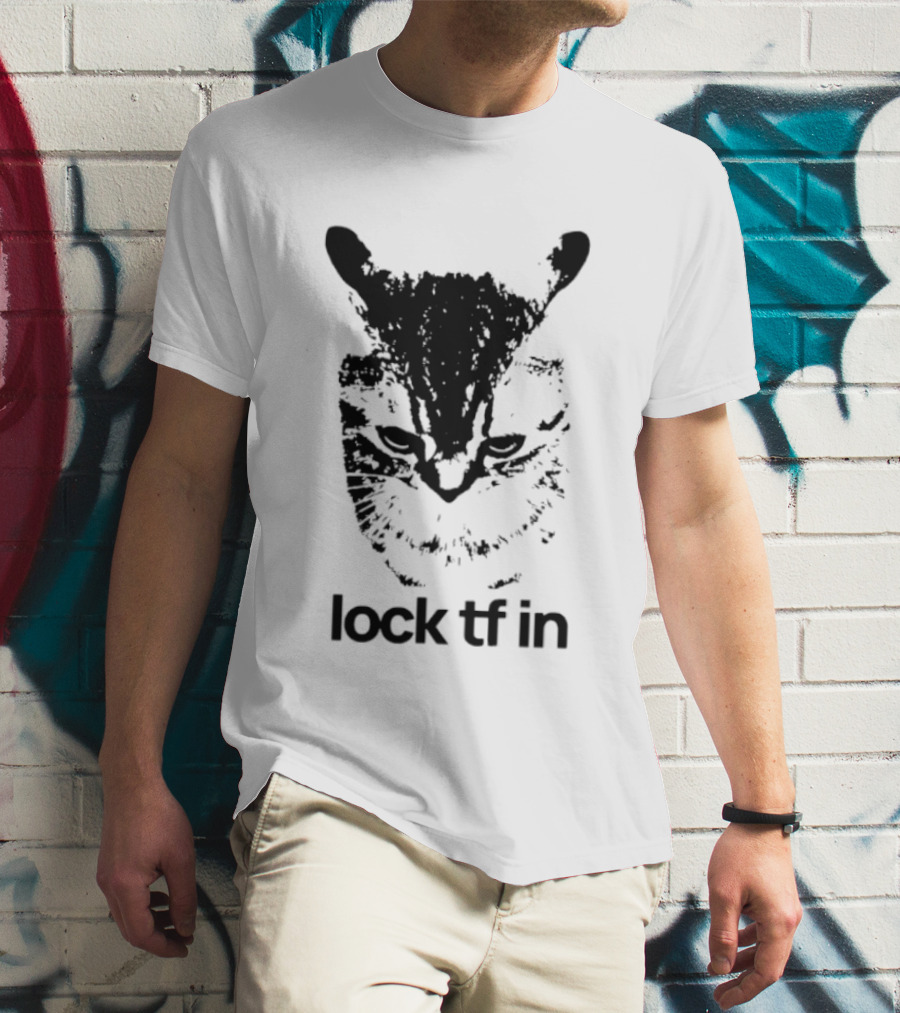 Lock TF In Cat Black Silhouette Image T-Shirt