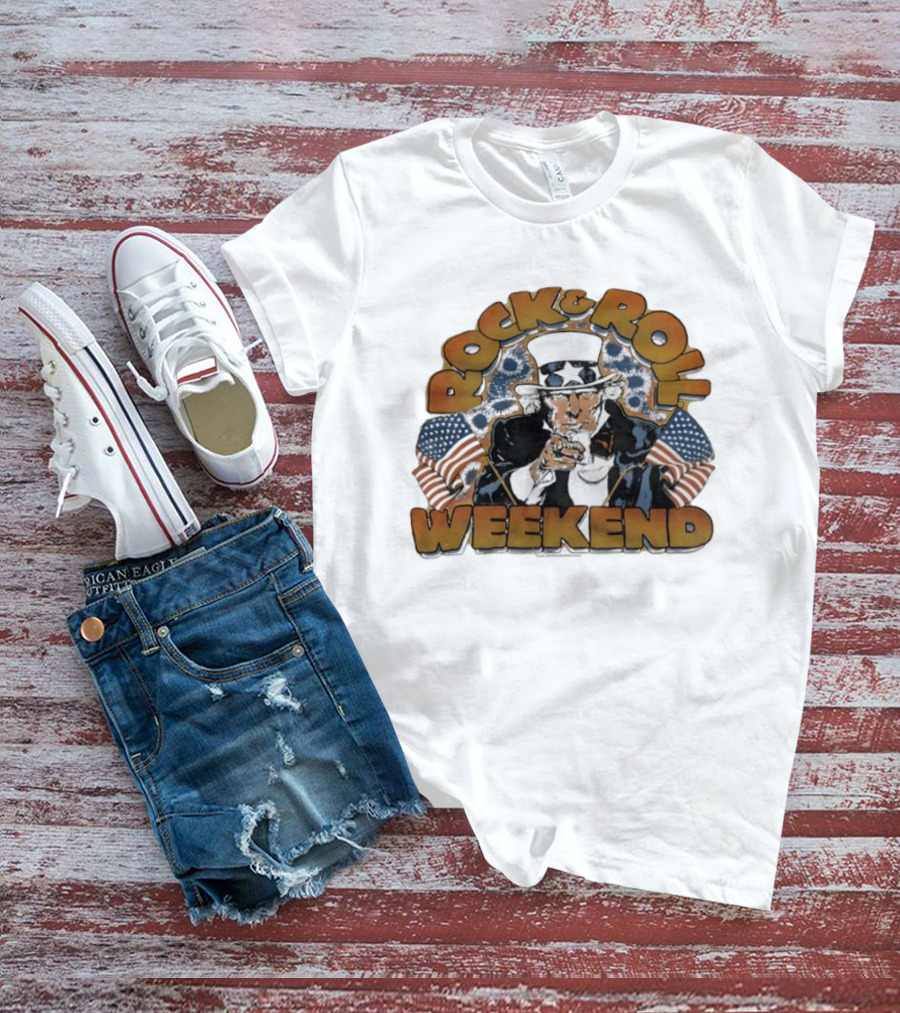 Rock And Roll Weekend Uncle Sam Ozzy Osbourne Tribute With American Flags T-Shirt