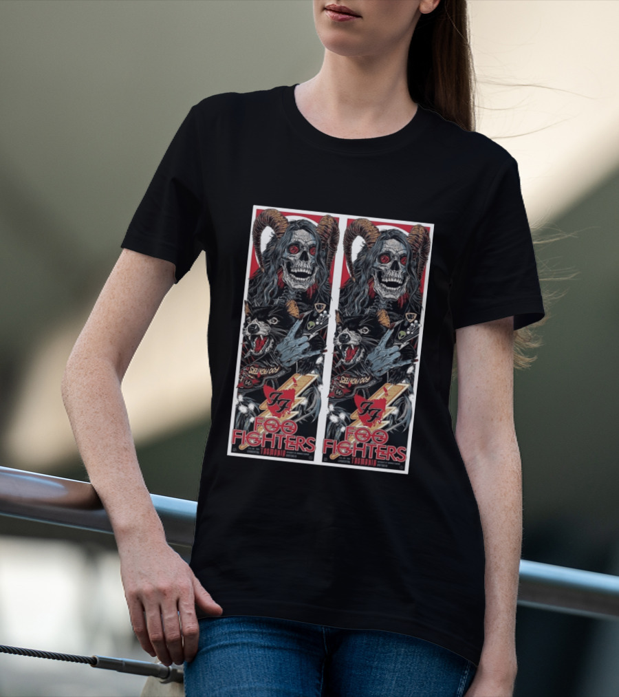 Foo Fighters UTAS Stadium Tasmania 2026 Event With Skull And Wolf T-Shirt