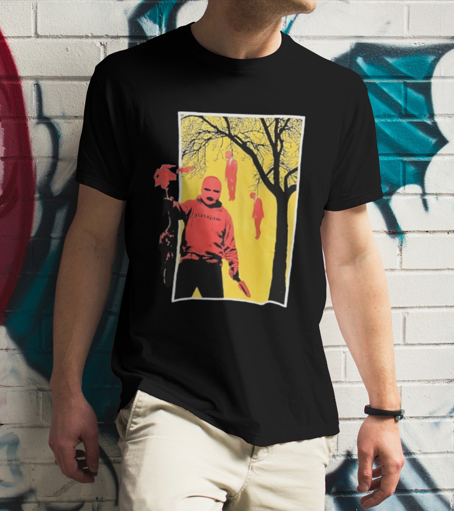 Glassjaw Save Plant A Tree Red Masked Figure With Hanging Figures And Tree T-Shirt