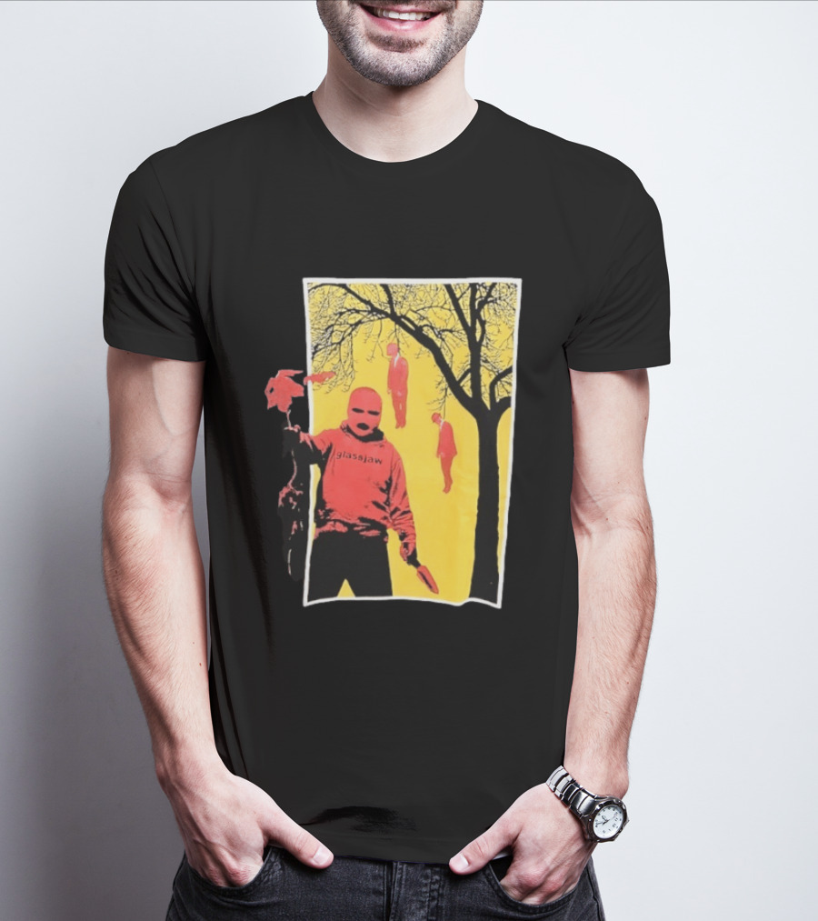 Glassjaw Save Plant A Tree Red Masked Figure With Hanging Figures And Tree T-Shirt