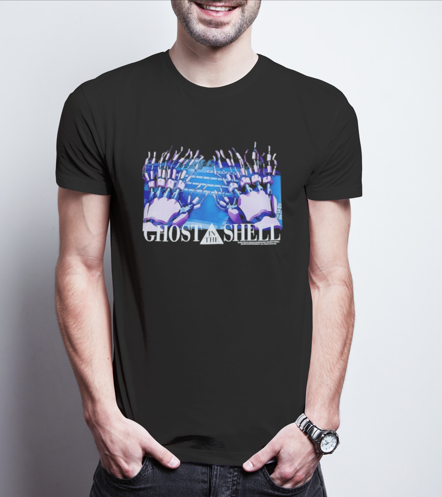 Holographic Robotic Hands Ghost In The Shell 1999 Cyber Tech T-Shirt