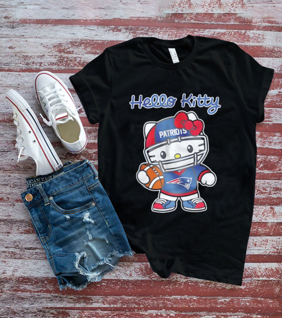 Hello Kitty Patriots Football Collaboration NFL Fan Collection T-Shirt