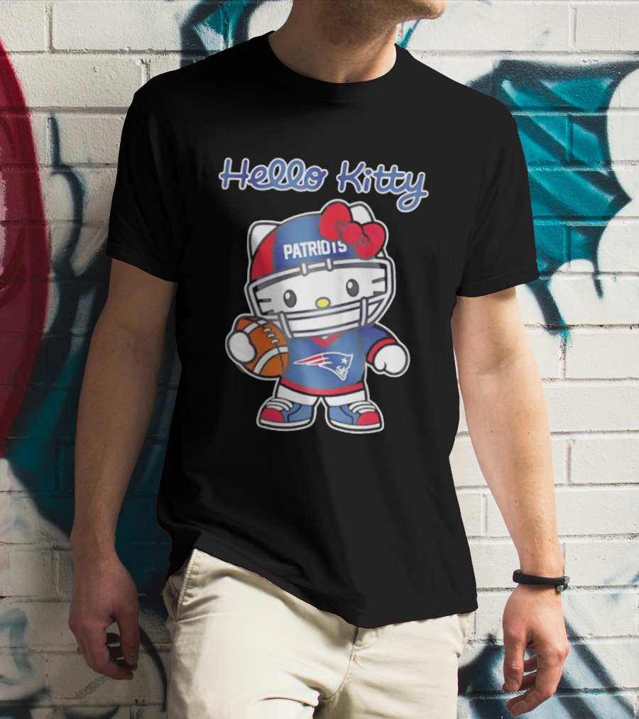 Hello Kitty Patriots Football Collaboration NFL Fan Collection T-Shirt