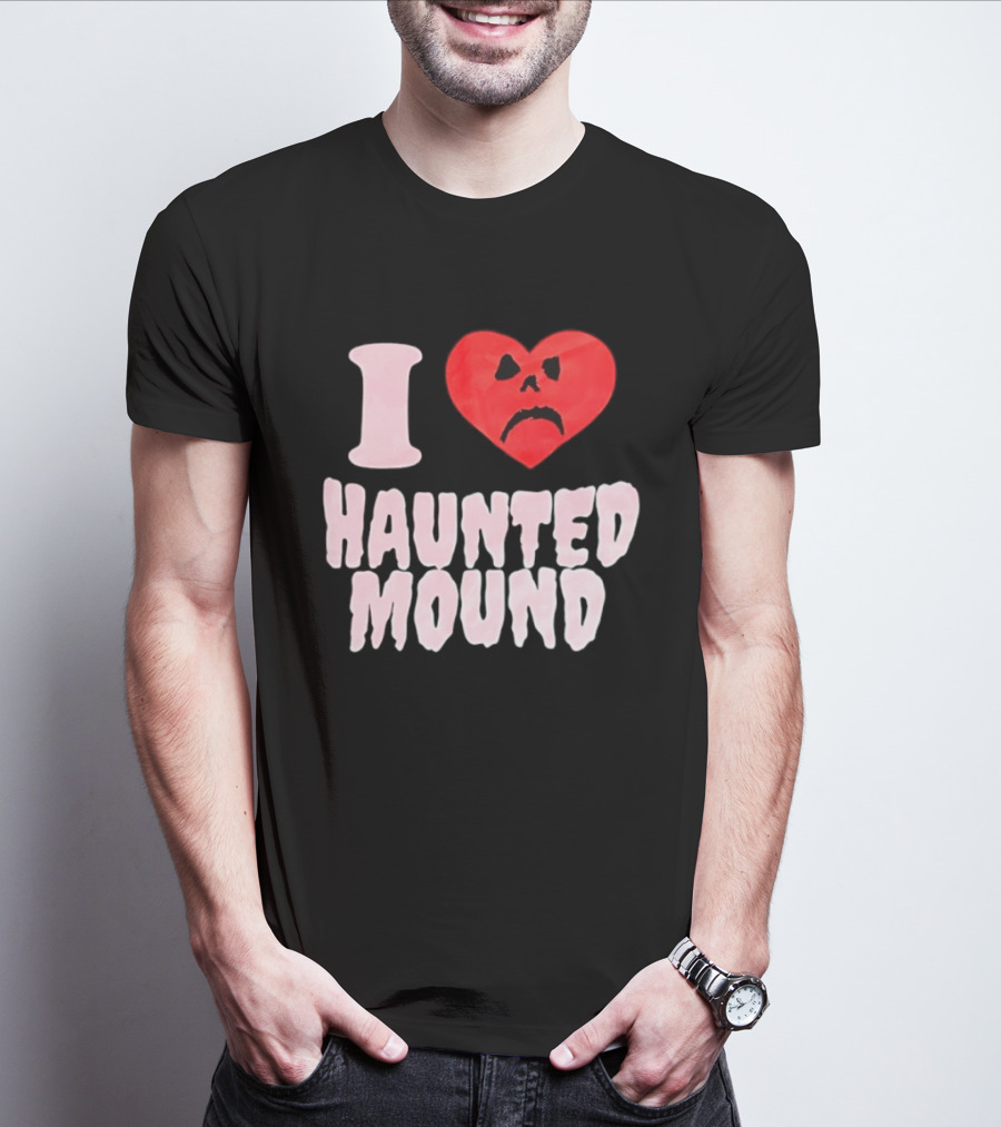 I Love Haunted Mound Heart Face T-Shirt