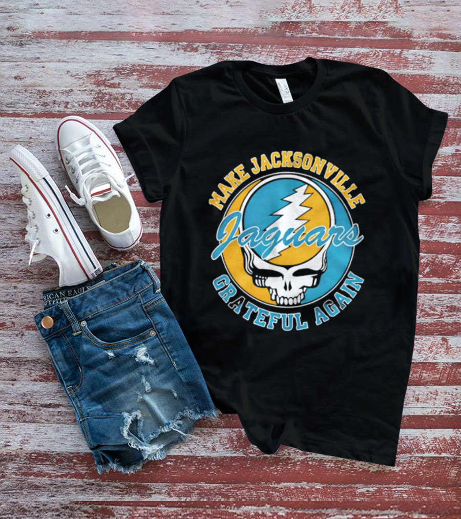 Jacksonville Jaguars Make Jacksonville Grateful Again Skulls And Lightning T-Shirt