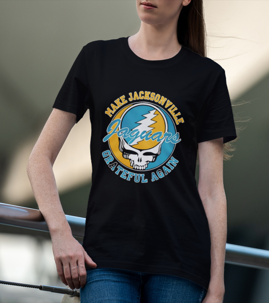 Jacksonville Jaguars Make Jacksonville Grateful Again Skulls And Lightning T-Shirt