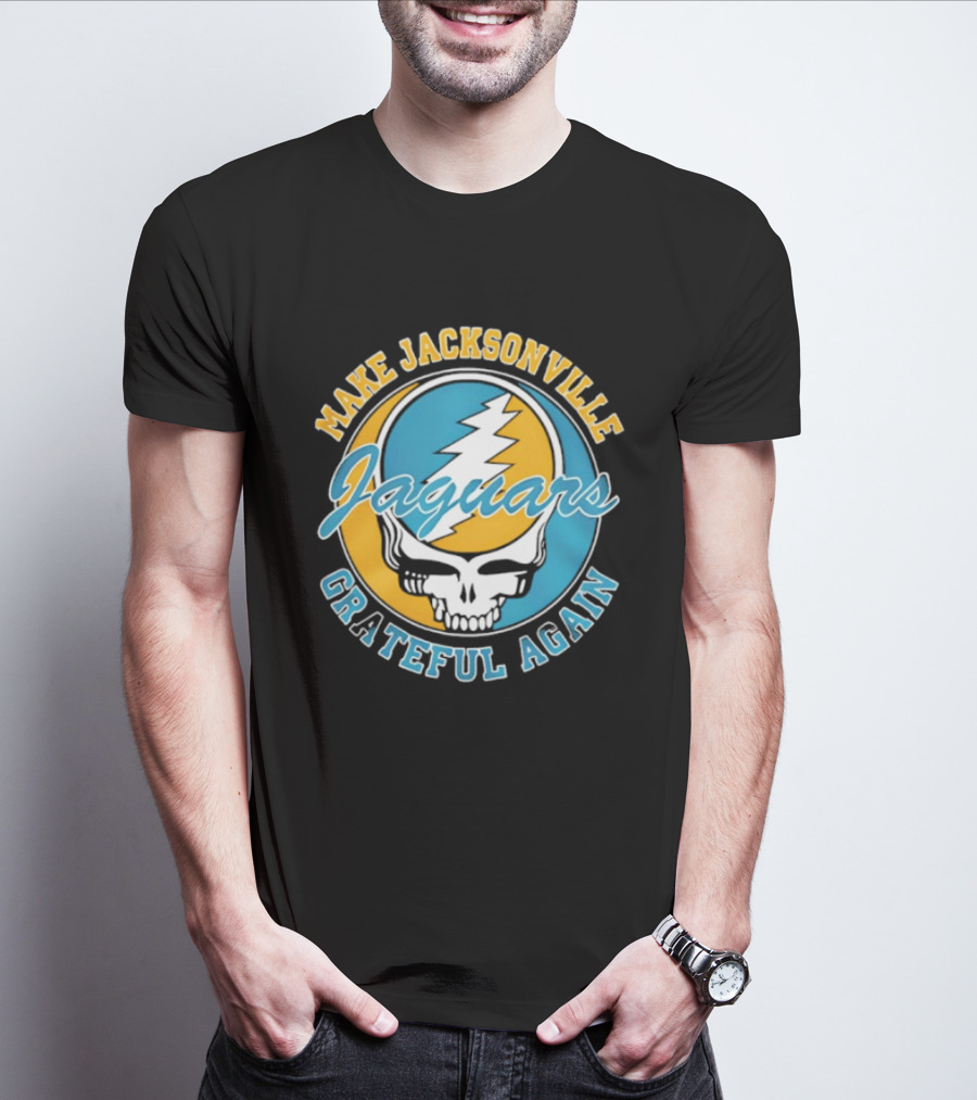 Jacksonville Jaguars Make Jacksonville Grateful Again Skulls And Lightning T-Shirt