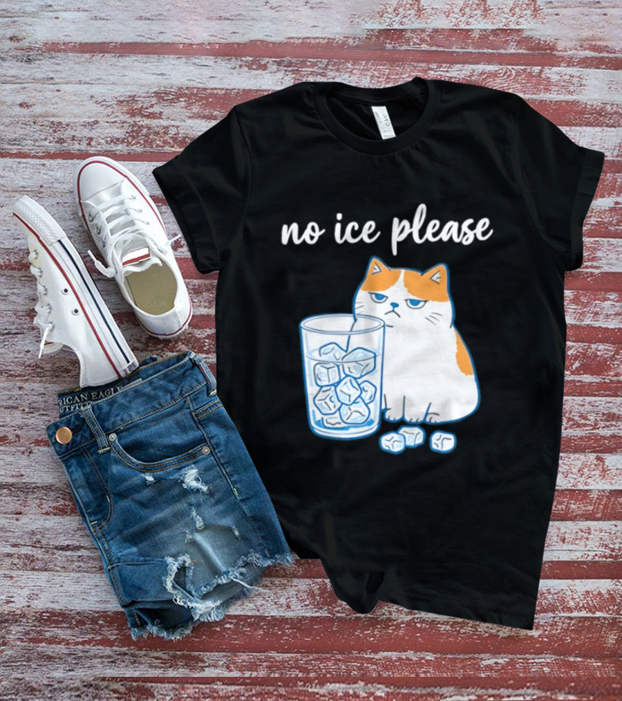 No Ice Please Cat Meme Cartoon Humor Ice Cube T-Shirt