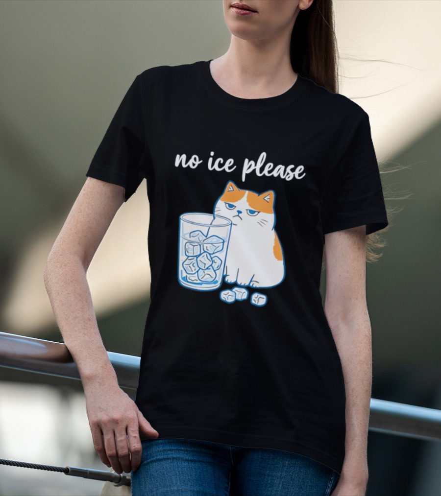 No Ice Please Cat Meme Cartoon Humor Ice Cube T-Shirt