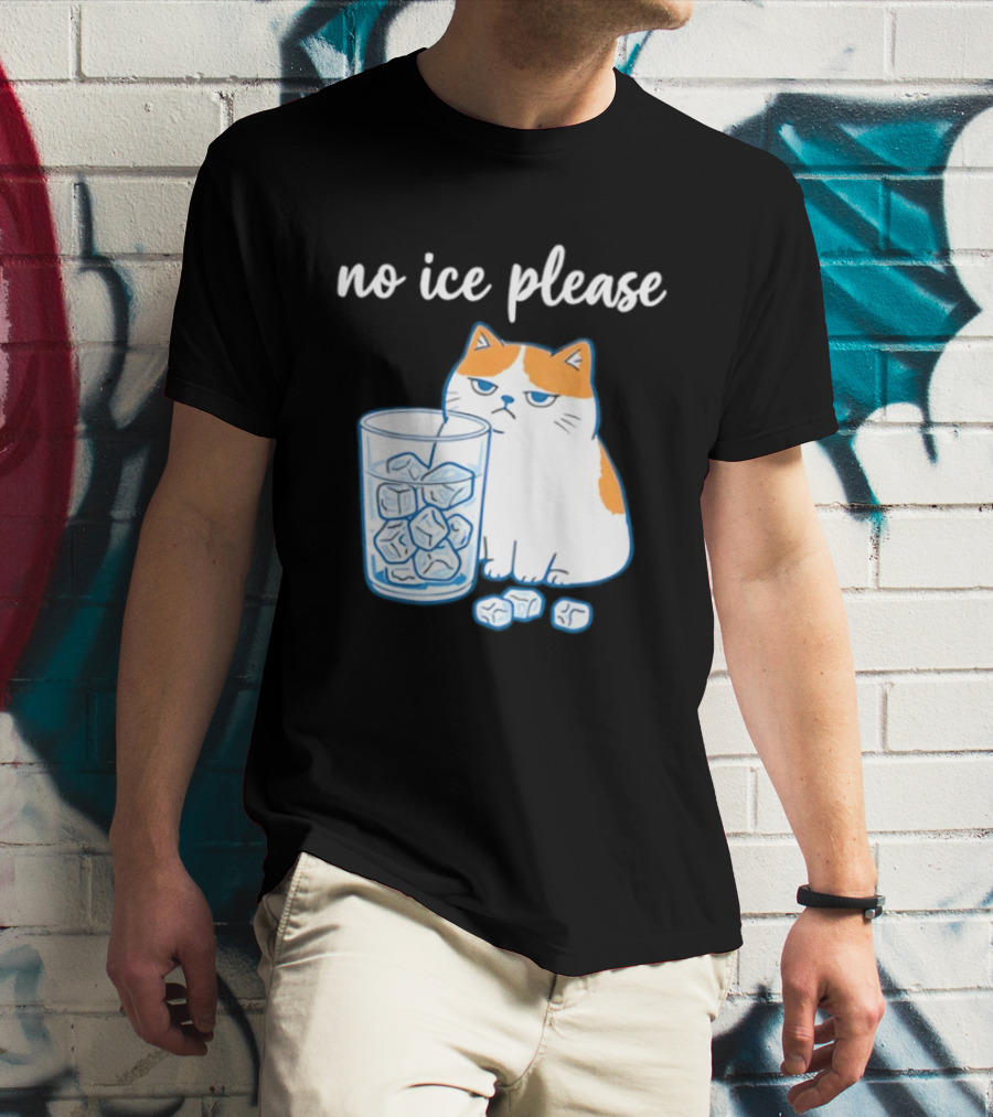 No Ice Please Cat Meme Cartoon Humor Ice Cube T-Shirt
