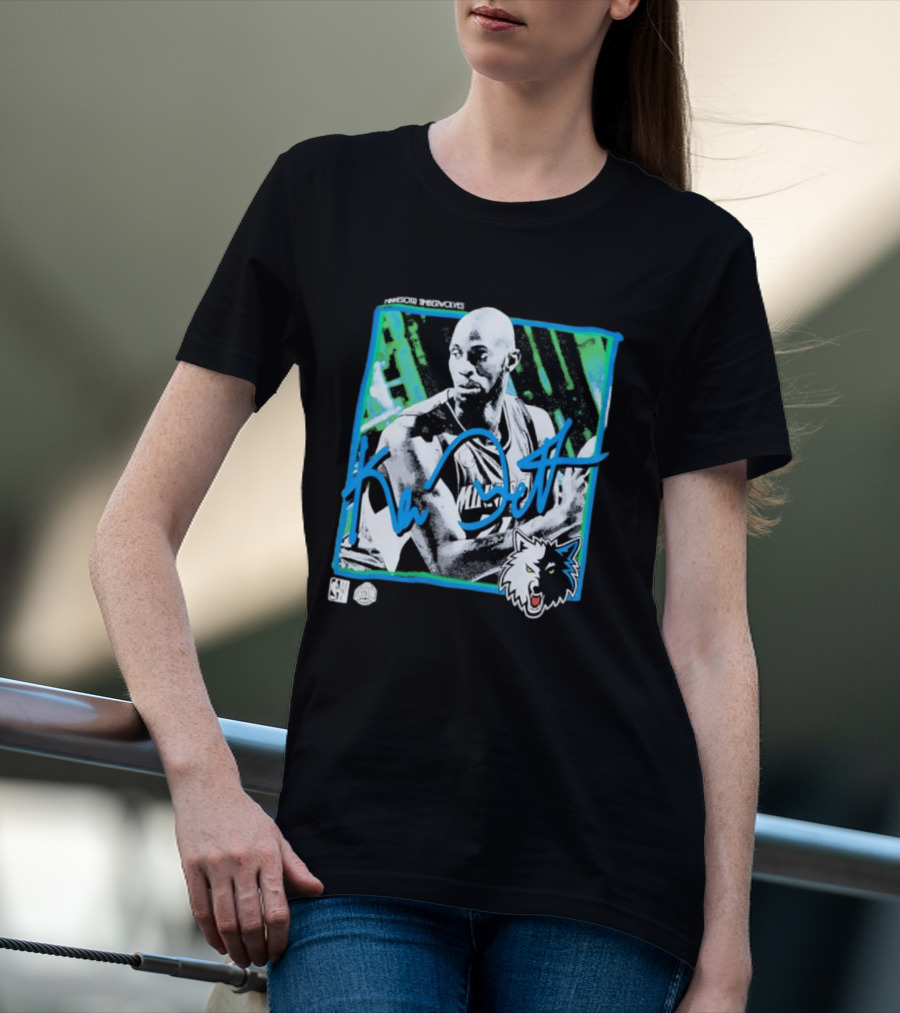 Kevin Garnett Minnesota Timberwolves NBA Basketball Icon Blue Green T-Shirt