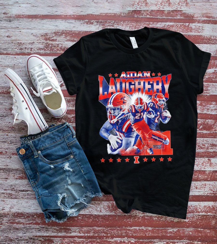 Aidan Laughery Illinois Football NCAA Player 21 Collage T-Shirt