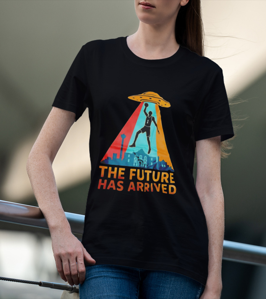 Basketball UFO Abduction Cityscape The Future Has Arrived T-Shirt