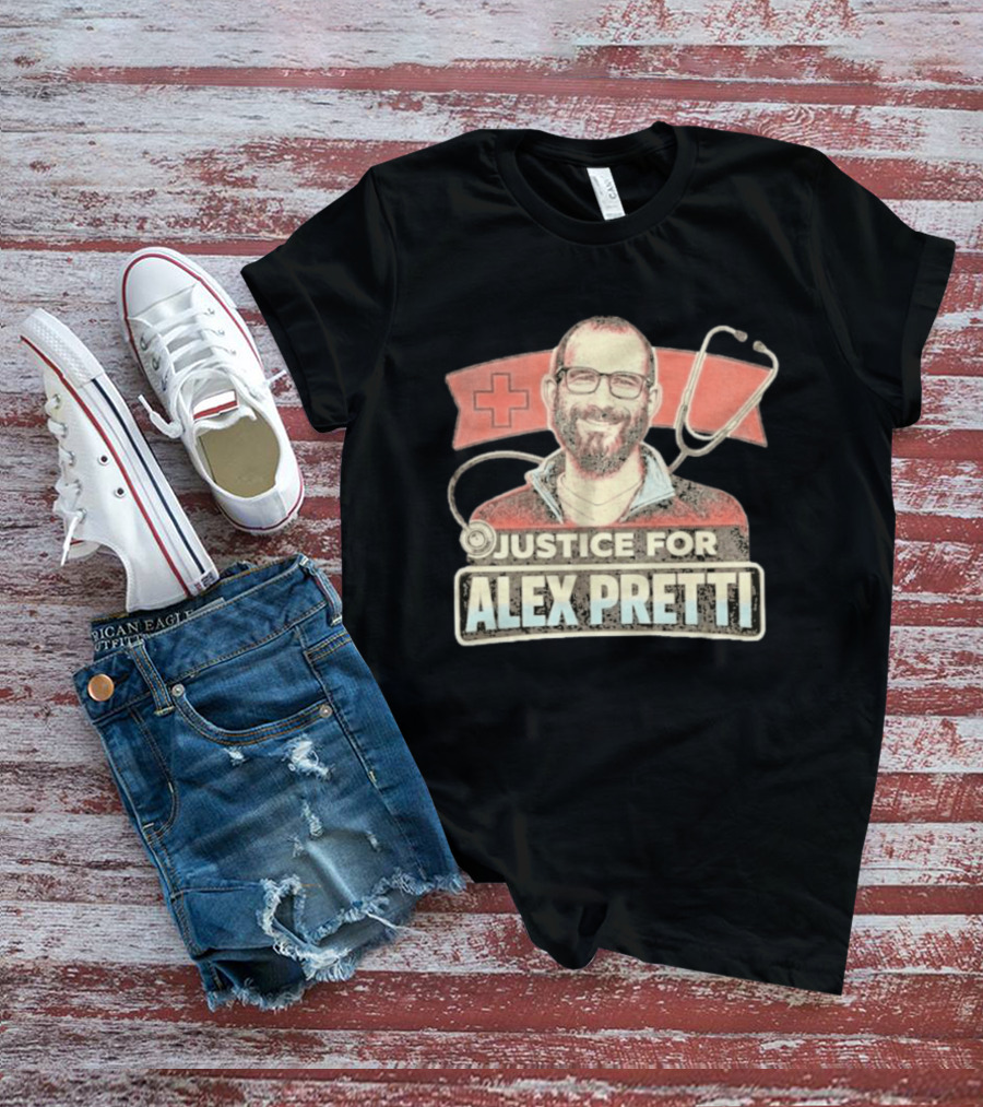 Justice For Alex Pretti Red Cross Stethoscope Tribute 2026 T-Shirt