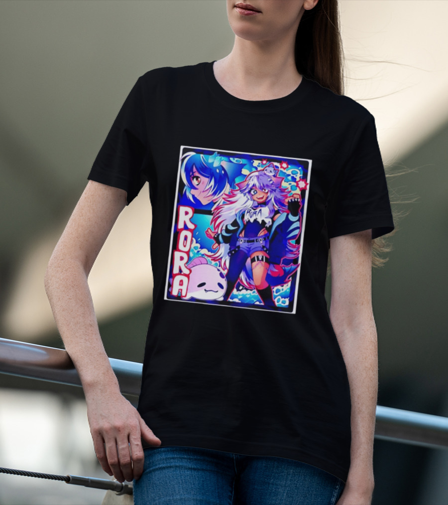 Rora Anime Character Vibrant Art With Cute Fantasy Elements And Pink Creature T-Shirt