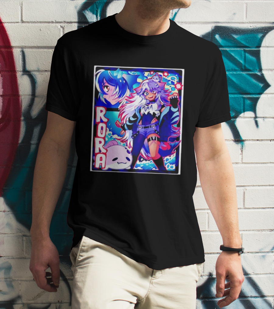 Rora Anime Character Vibrant Art With Cute Fantasy Elements And Pink Creature T-Shirt