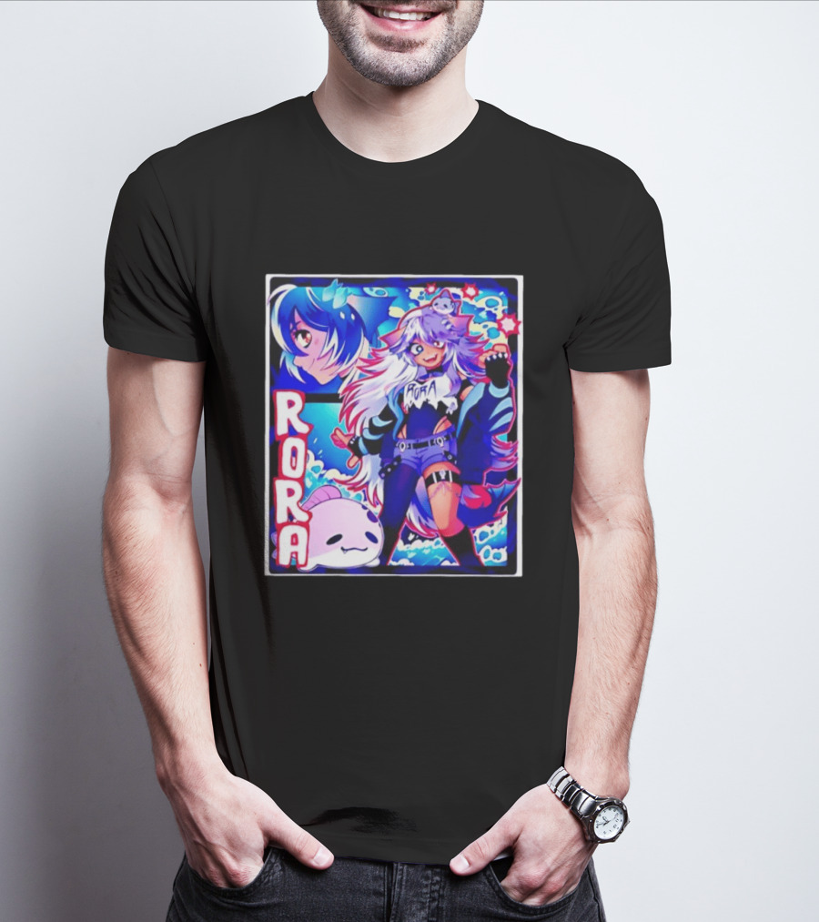 Rora Anime Character Vibrant Art With Cute Fantasy Elements And Pink Creature T-Shirt
