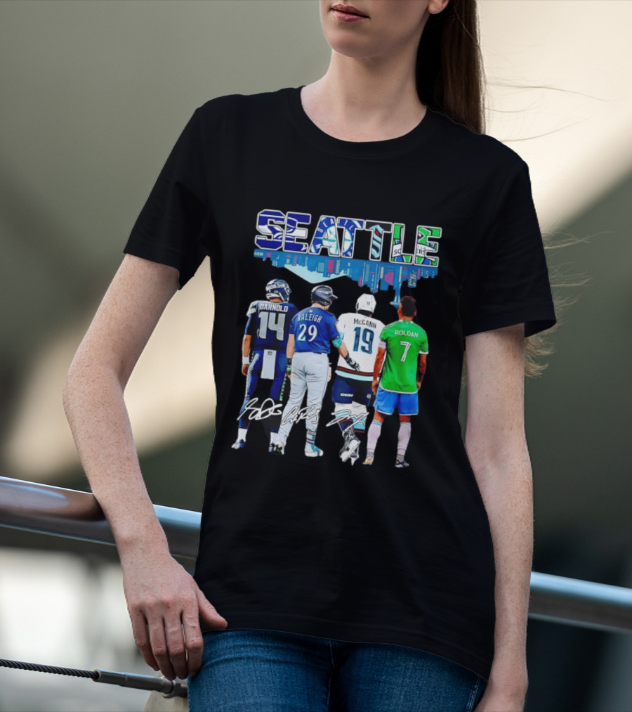 Seattle Sam Darnold Cal Raleigh Jared McCann Cristian Roldan Skyline T-Shirt