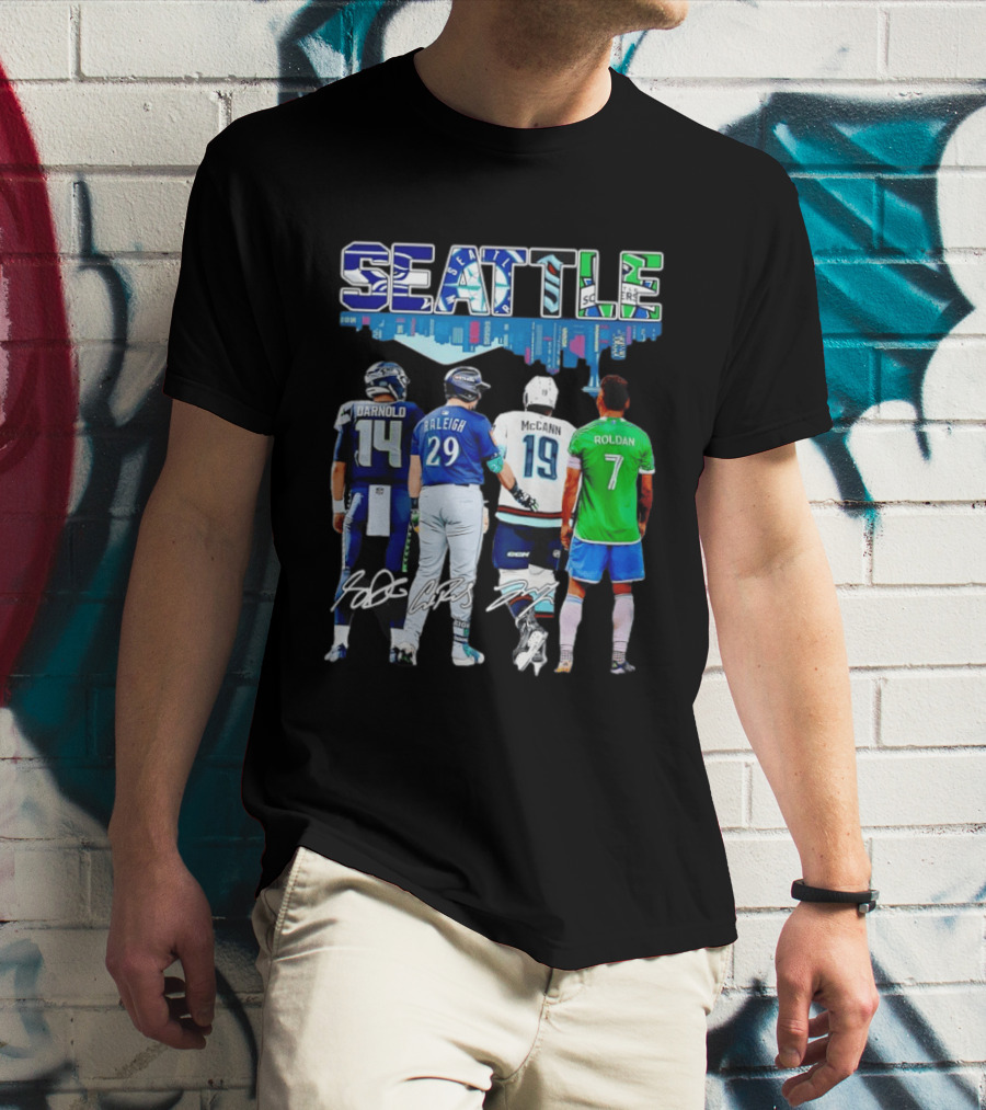 Seattle Sam Darnold Cal Raleigh Jared McCann Cristian Roldan Skyline T-Shirt