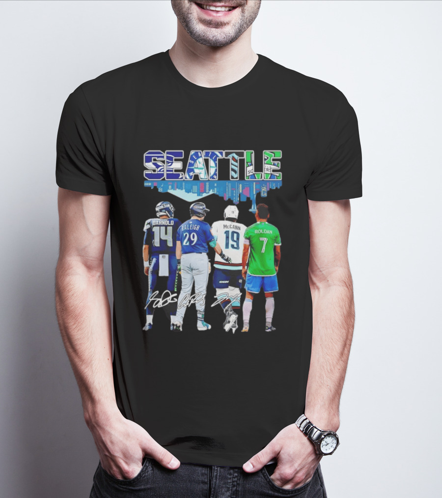 Seattle Sam Darnold Cal Raleigh Jared McCann Cristian Roldan Skyline T-Shirt
