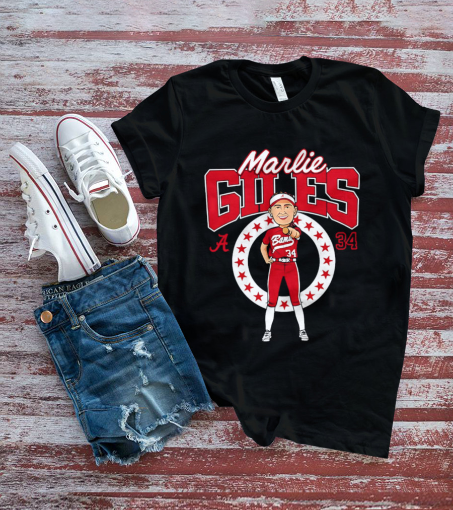 Marlie Giles Alabama Softball Bama 34 NCAA Caricature T-Shirt