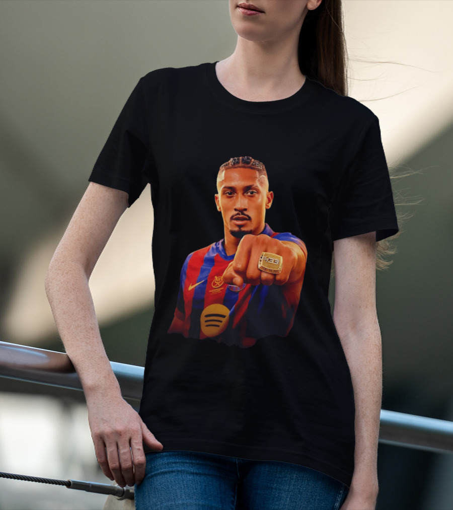 Raphinha Barcelona Brazil Player Ring La Liga Collage T-Shirt