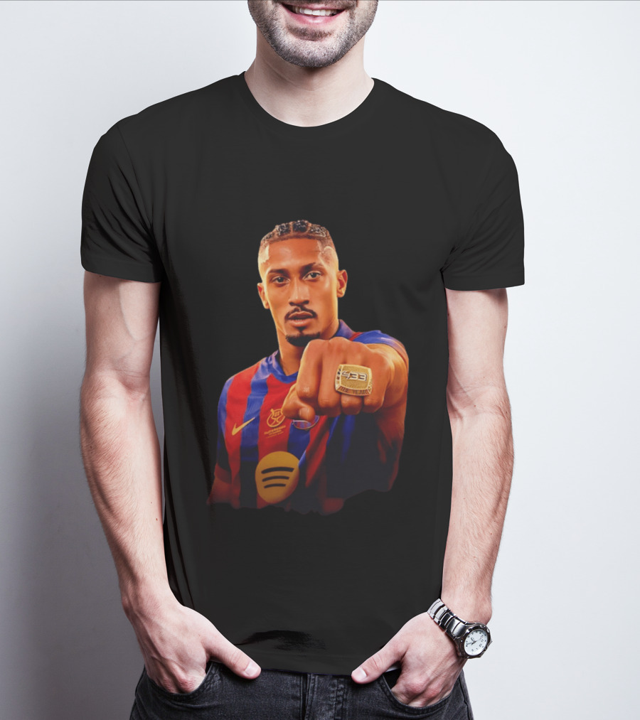 Raphinha Barcelona Brazil Player Ring La Liga Collage T-Shirt