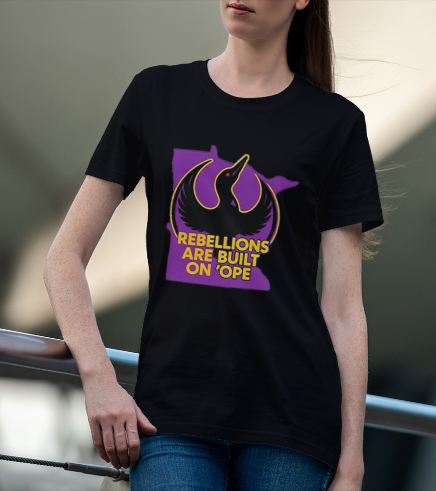 Rebellions Are Built On 'Ope Minnesota Purple Map Black Bird T-Shirt