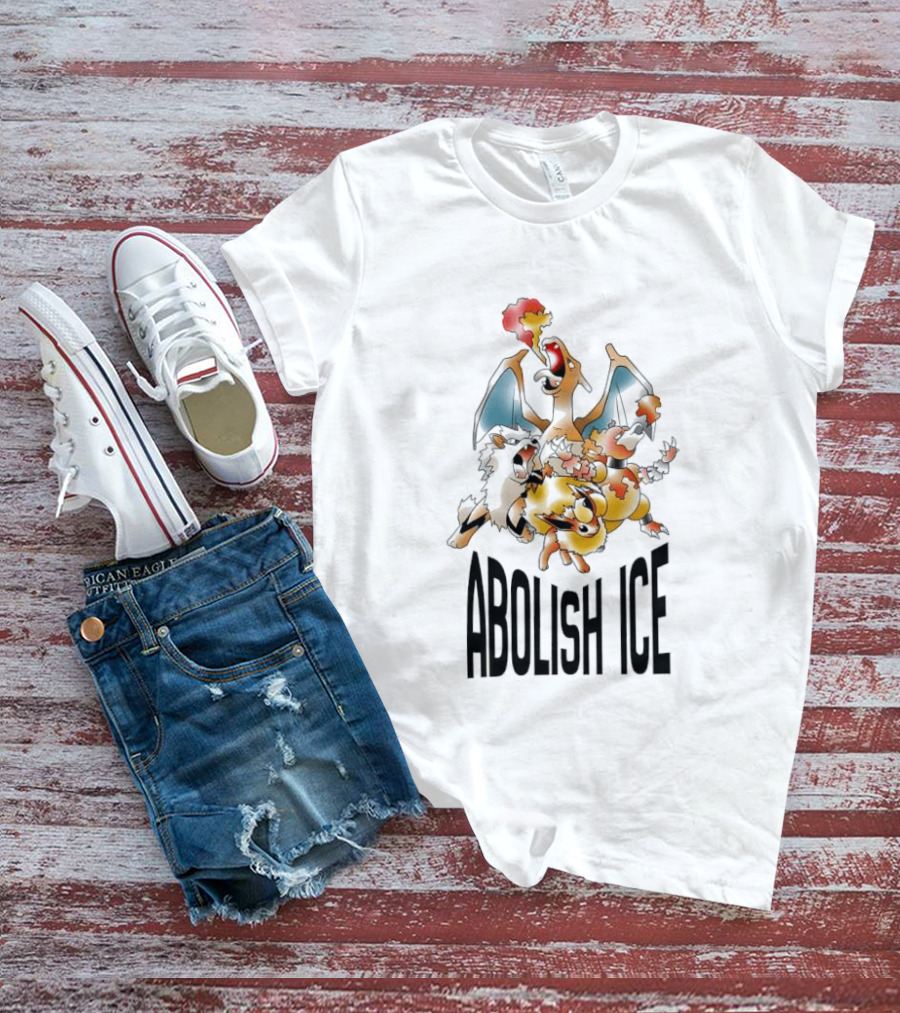 Abolish ICE Pokémon Characters Charizard Blastoise Pikachu Protest T-Shirt