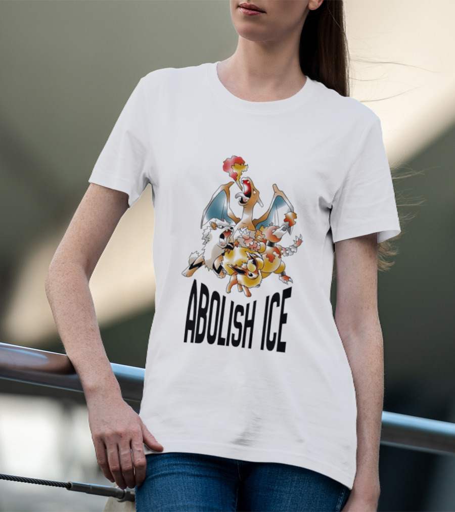 Abolish ICE Pokémon Characters Charizard Blastoise Pikachu Protest T-Shirt