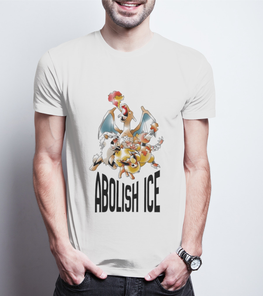 Abolish ICE Pokémon Characters Charizard Blastoise Pikachu Protest T-Shirt