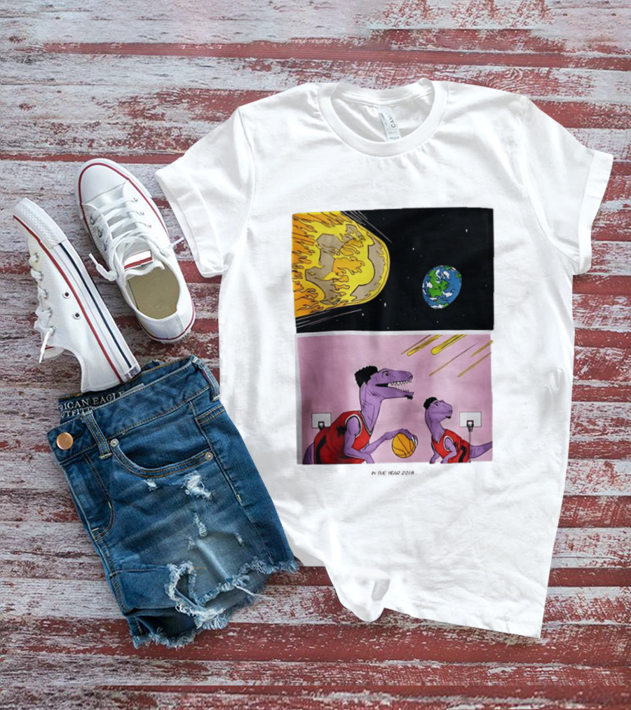 Bron Sends Him A LeBronto Dinosaur Meteor Basketball Earth Raptors T-Shirt