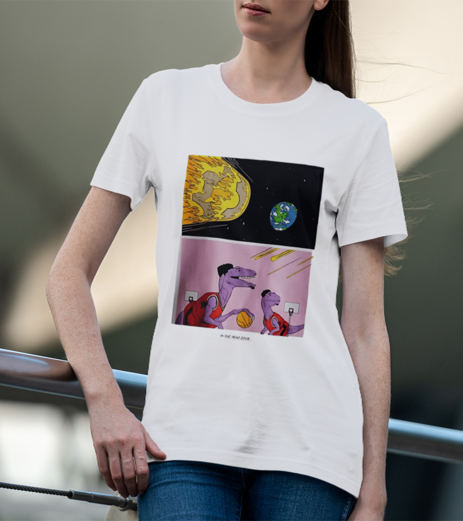 Bron Sends Him A LeBronto Dinosaur Meteor Basketball Earth Raptors T-Shirt