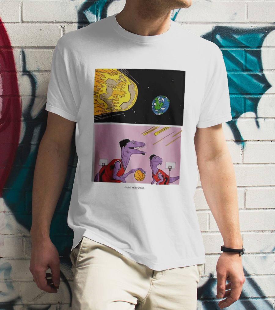 Bron Sends Him A LeBronto Dinosaur Meteor Basketball Earth Raptors T-Shirt