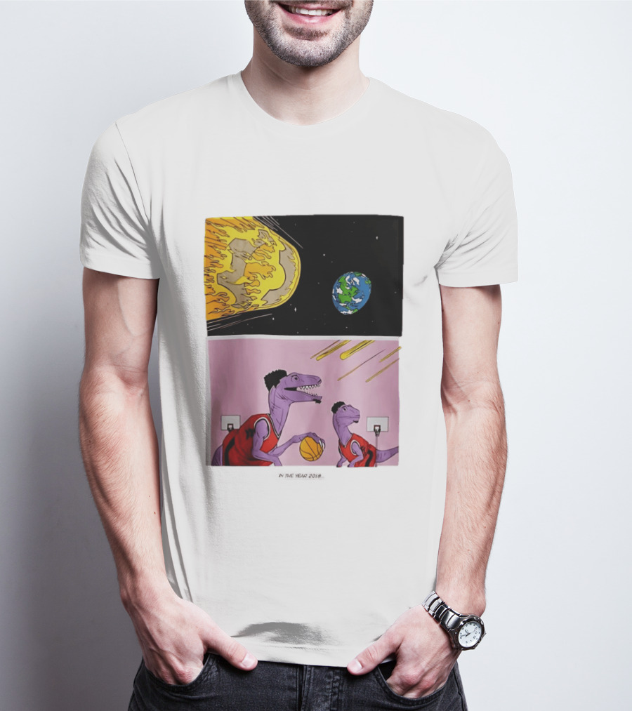 Bron Sends Him A LeBronto Dinosaur Meteor Basketball Earth Raptors T-Shirt