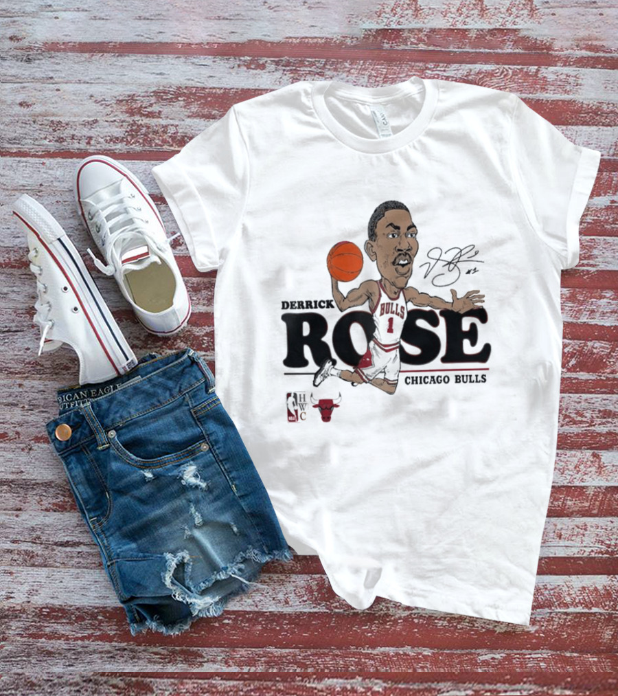 Derrick Rose Chicago Bulls Caricature Basketball T-Shirt