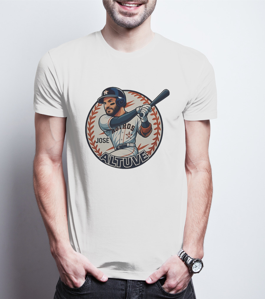Houston Astros José Altuve Baseball Caricature T-Shirt