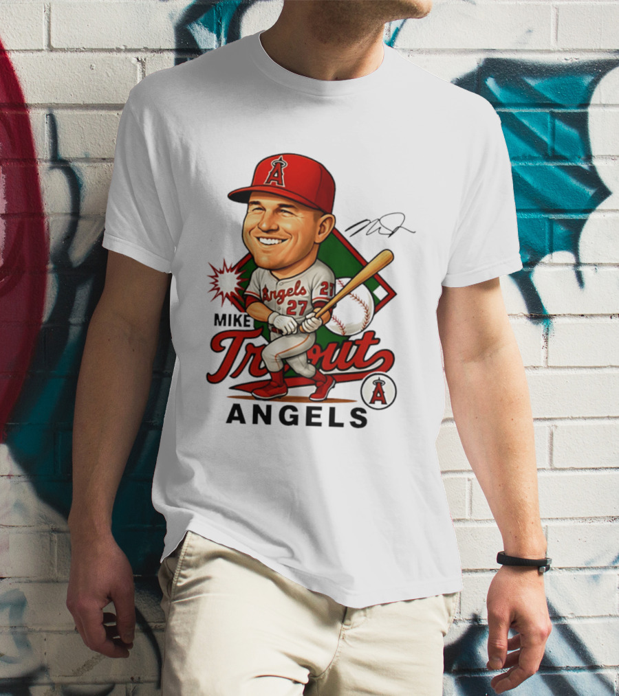 Mike Trout Angels Baseball Caricature Los Angeles Legend T-Shirt