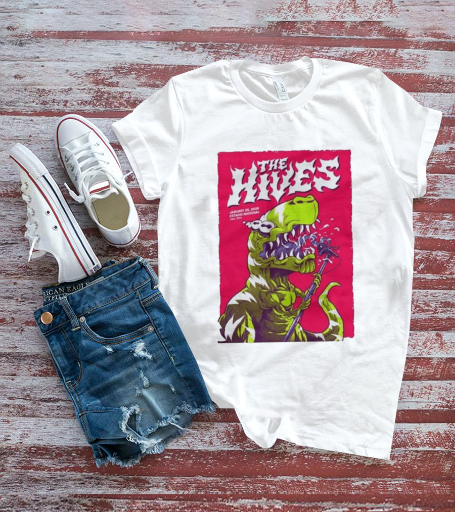 The Hives Live In Lima Peru January 25 2026 Estadio Nacional Dinosaur T-Shirt