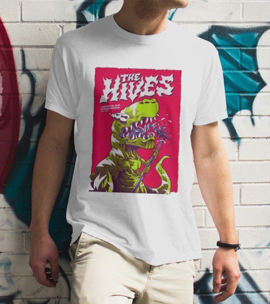 The Hives Live In Lima Peru January 25 2026 Estadio Nacional Dinosaur T-Shirt