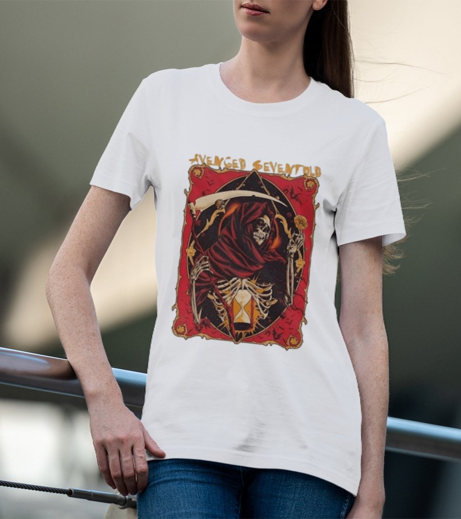 Avenged Sevenfold Skeleton Hourglass Scythe T-Shirt