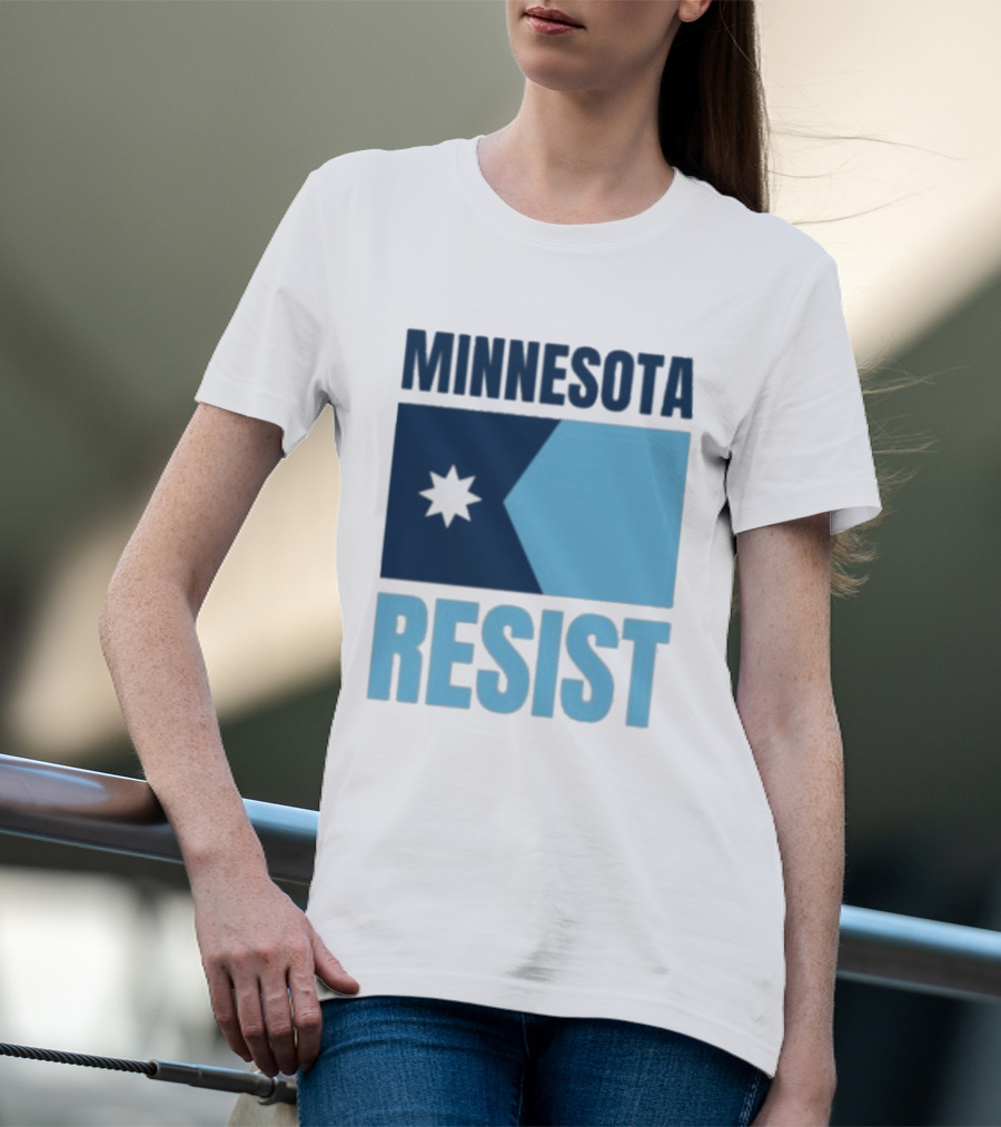 MINNESOTA RESIST Star Flag Blue Rectangle T-Shirt