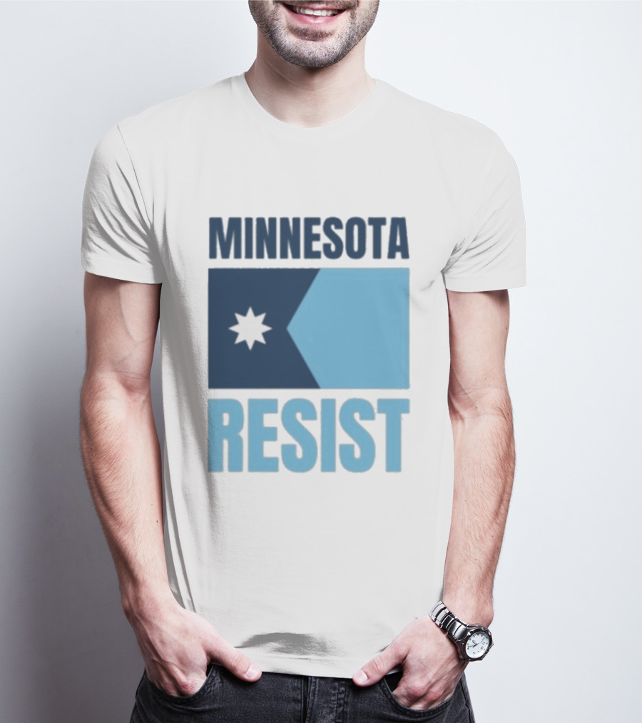 MINNESOTA RESIST Star Flag Blue Rectangle T-Shirt