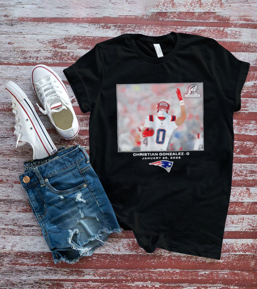 Christian Gonzalez New England Patriots AFC Champions Week 21 T-Shirt